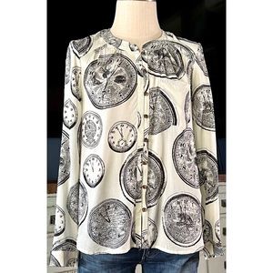 Anthropologie Colloquial Collarless Whimsical Blouse Top 2